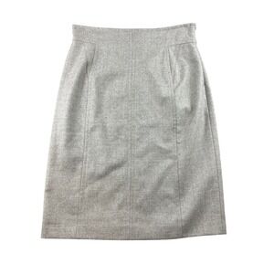 Y2K MaxMara Pencil Vent Skirt Women 14 Tan 100% Wool Italy High Waist Business